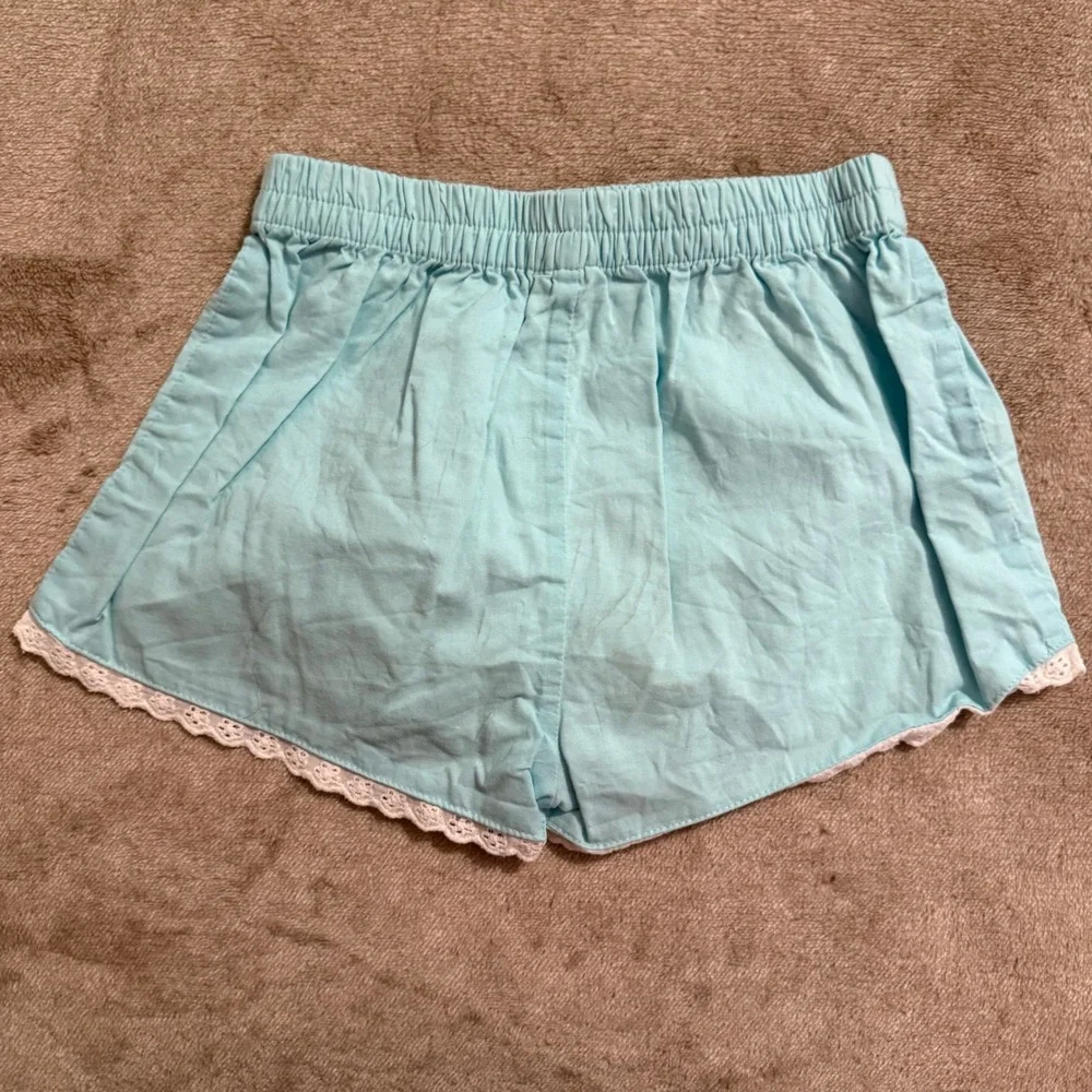 Well Dressed Wolf Girls Aqua Plaid Cross Back Top and Shorts Set 4T Eyelet Lace